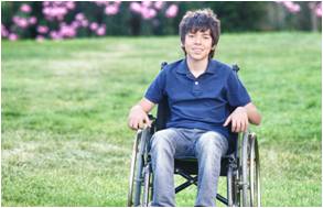 Teen boy in a wheelchair