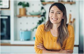 Woman happy about something